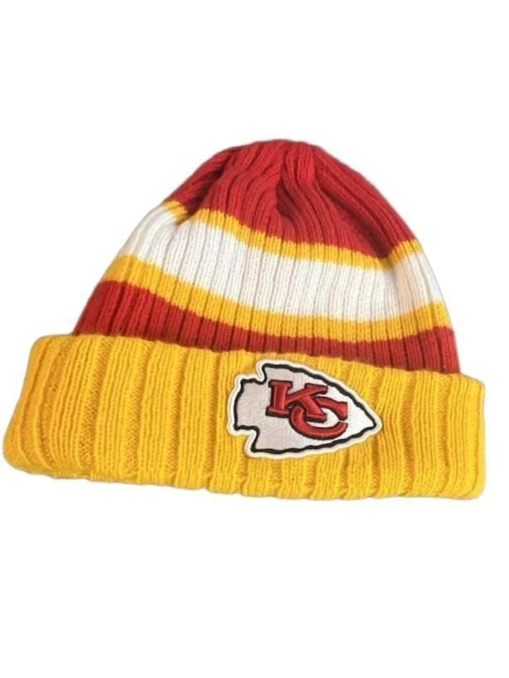 New Era Kansas City Chiefs NFL Cuffed Knit Beanie Hat Yellow Red White